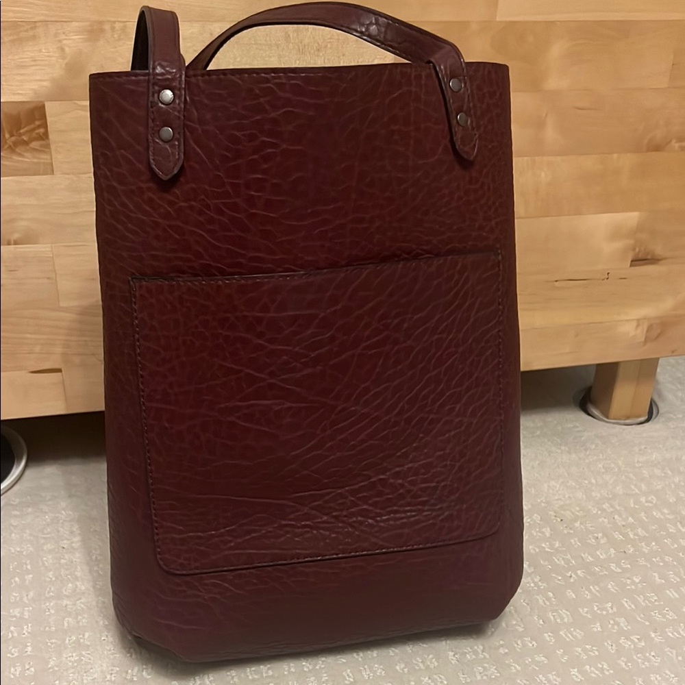 Brown/Black Reversible Bag with Embossed Texture